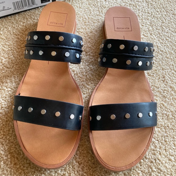 Dolce Vita NWOT Black Leather Slide Sandals Size 9 - Picture 6 of 7